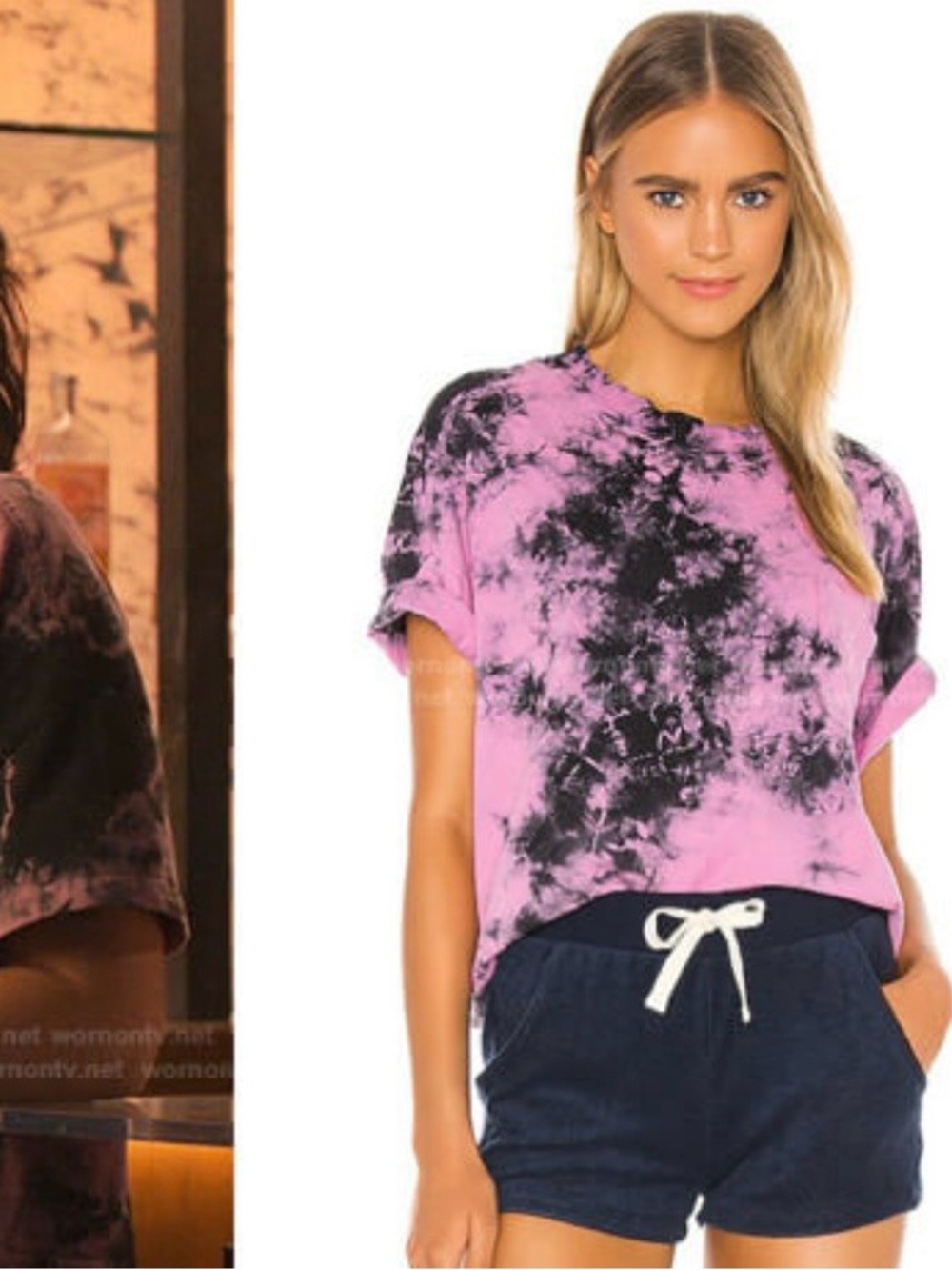 Electric & Rose Pink and Black Tie-Dye Crewneck Tee
